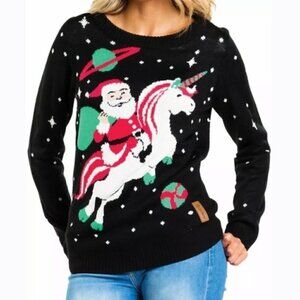 Tipsy Elves | Santa Riding Unicorn Ugly Christmas Sweater (Size Medium)